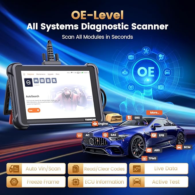 THINKCAR THINKSCAN 689 OBD2 Scanner, Bidirectional Scan Tool with Lifetime Free Update, 34+ Reset, 3000+ Active Test, ECU