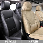 Coverado Front Seat Covers, Car Seat Covers Front Seats, Nappa Leather Seat Covers for Cars, Waterproof Seat Covers with Lumb