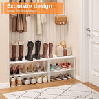 X-cosrack 2-Tier Shoe Rack Organizer for Closet, Expandable and Adjustable White Shoe Rack, Stackable Iron Wood Combination S