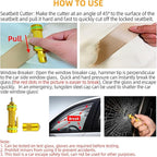 2-in-1 Window Breaker Seatbelt Cutter, Car Window Breaker Tool, Metal Glass Breaker - Extended Tungsten Steel Hammer Tip, Can