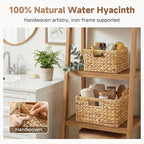 StorageWorks Wicker Storage Basket, Water Hyacinth Basket for Organizing, Decorative Water Hyacinth Storage Baskets, Set of 2