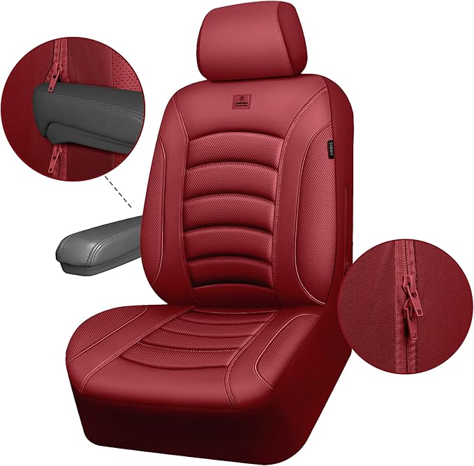 CAR PASS 3D Foam PU Leather Car Seat Covers, Universal Seat Covers Full Sets for Trucks SUV Sedan Automotive Seat Covers Armr