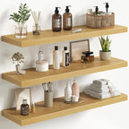 Fun Memories Floating Shelves for Wall 36 Inch Set of 3, Farmhouse Floating Shelves with Invisible Heavy Duty Bracket, 10 Inc