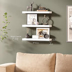 Ballucci Floating Shelves for Wall, 24" Wood Wall Shelf Set of 3, Invisible Brackets Floating Shelf, Decor Living Room, Bathr