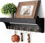 Rebee Vision Key Holder for Wall with Shelf : Decorative Key Organizer with 5 Rustic Keys Hooks and Primitive Wood Mail Organ