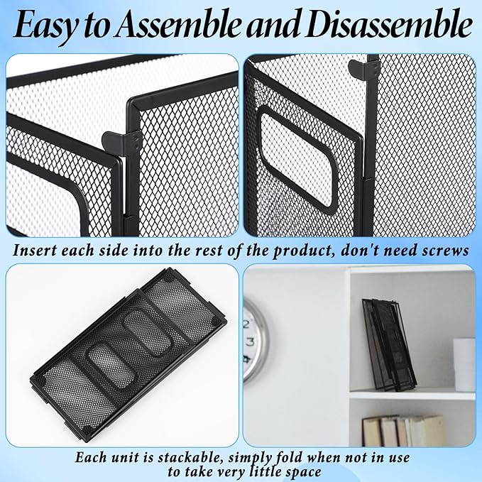 2 Pack Hanging File Holder, 10 Hanging Folders, Metal Mesh, Letter Size Folder Storage, Desktop Storage Cabinets, Office Scho