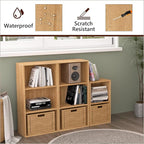 Wooden 6 Cube Storage Organizer, Classic Oak 6 Cube Storage Shelf, 6 Tier Closet Organizers Storage Cubes Display Cubby, Vers