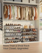 SONGMICS Shoe Rack, 10-Tier Shoe Organizer, Metal Storage Shelf, Upright or Upside Down, for 44-55 Pairs, for Entryway, 11.8 