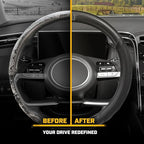 Cat® HexSport Black Carbon Fiber Steering Wheel Cover, Durable and Comfortable with Advanced Grip, Car Steering Wheel Cover for Auto Truck Van SUV - Standard 14.5" - 15 Inches