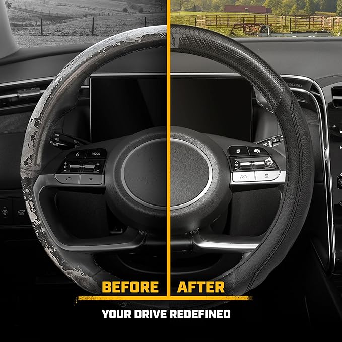 Cat® HexSport Black Carbon Fiber Steering Wheel Cover, Durable and Comfortable with Advanced Grip, Car Steering Wheel Cover for Auto Truck Van SUV - Standard 14.5" - 15 Inches
