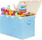 popoly Large Toy Box Chest with Lid, Collapsible Sturdy Toy Bin Storage Organizer Boxes Baskets for Kids, Boys, Girls, Nurser