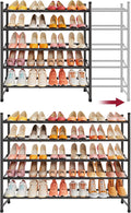 Tajsoon Expandable Shoe Rack for Closet 5 Tier, 29“-41“Adjustable & Stackable Shoe Shelf Storage, Metal Shoe Rack Organizer f