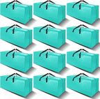 VELVETSURE 12 Pack Heavy Duty Large Moving Bags W/Backpack Straps - Strong Handles & Zippers, Storage Totes For Space Saving,