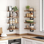 HOOBRO Floating Shelves, 15 Inch Wall Shelf Set of 4, Wall Mounted Storage Shelves 2-Tier, Hanging Bathroom Shelves, for Livi