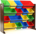 Humble Crew Supersized Toy Storage Organizer with 16 Removable Bins, Walnut/Primary – Large Toy Storage for Toddlers Ideal fo