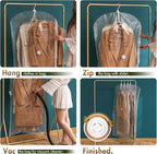 TAILI Hanging Vacuum Sealer Storage Space Saver Bags for Clothing,Travel, Suits and Jackets, Closet Organizers, 6 Pack Jumbo 