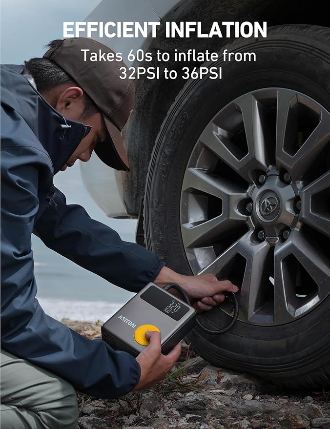 AstroAI Portable Car Jump Starter with Air Compressor, 150PSI 1750A Car Jumper Starter Battery Pack with Cordless Tire