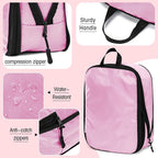 5 Pack Compression Packing Cubes for Travel Space Saving Cubes Luggage Organizer for Suitcase(Pink,L)