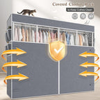 Raybee Clothes Rack with Cover,1100 LBS,Clothing Racks for Hanging Clothes Heavy Duty,Portable Closet with Shelves,Adjustable