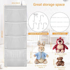 Woodoulogy Hanging Stuffed Animal Storage, Over Door Large Plush Toy Organizer with Metal Hook, Baby Accessory Holder Idea fo
