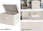 StorageWorks Fabric Storage Bins with Lid, Decorative Storage Boxes for Shelves, Stackable Closet Organizer Basket with Handl