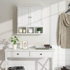 ChooChoo Bathroom Cabinet Wall Mounted 2-Door with 3 Open Shelves, Wooden Medicine Cabinets with Adjustable Shelf, Space Save