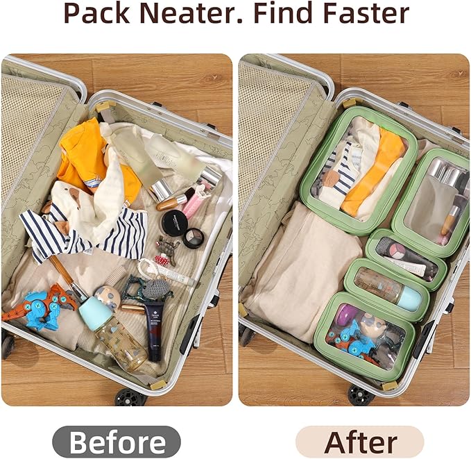 5PCS Diaper Bag Organizer Pouch Set, Clear Organizer Bags, TSA Approved Toiletry Bag, Clear Waterproof Cosmetic Bags with Zip