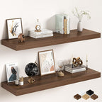 Walnut Floating Shelves 48Inch Long, 12 Inch Deep Floating Shelves for Wall, 48 x 12 Large Floating Shelf for Fireplace Mante