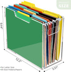 Acrylic Hanging File Folder Organizer, Letter Size Clear Filing Organizer Box with Handles, Magazine File Holder for Desk Hom