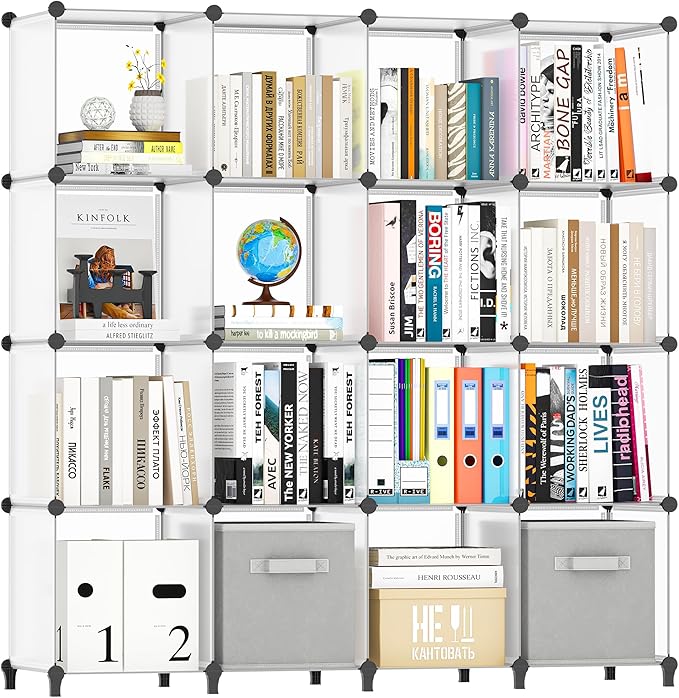 HOMIDEC Closet Organizers and Storage, 16 Cube Storage Organizer, Closet Organizer Bookshelf Cubes Shelves for Clothes, Bedro