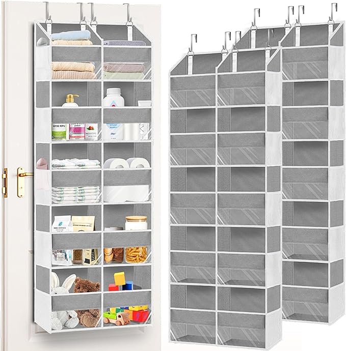 2 Pack Over The Door Organizer 5 Tiers, Extra Large Behind Door Storage of 10 Compartments, 80 lbs Weight Capacity Over Door 