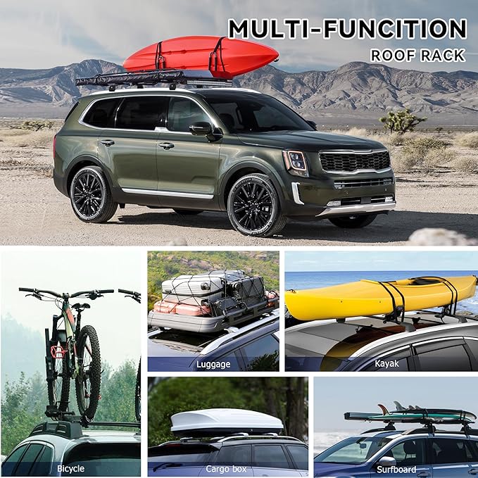 FLYCLE 300Lbs Roof Rack Cross Bars Compatible with KIA Telluride 2019-2025 S SX SX-P EX, Lockable Cross Bars Roof Rack Cargo Bars for Luggage Kayak Bikes Canoe Ski Snowboard