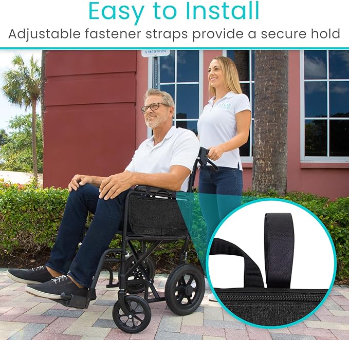 Vive Wheelchair Carry Bag - Arm Rest Pouch for Rollator, Walkers, Power Wheel Chairs and Knee Scooters - Side Storage Organiz
