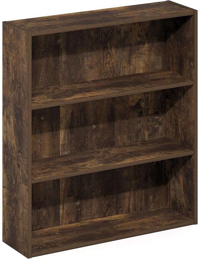 Furinno Basic Book Shelf, 3-Tier Bookshelf, Cube Storage Organizer Bookcase with Open Shelf, 7 x 24 x 26, for Living Room, Be