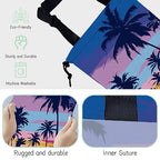 Palm Trees Car Garbage Bag,Sunset Waterproof Small Car Trash Bag Hanging Back of Seat,Drawstring Hanging Car Trash Bag with Adjustable Buckle for Car Accessories