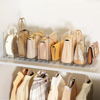 Stackable Bag & Purse Organizer for Closet Acrylic Shelf Dividers for Closet Organization, Clear Handbag Purse Storage Organi