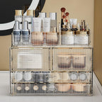 ZHIAI Stackable Storage Drawers, Acrylic Bathroom Counter Organizer Clear Makeup Organizers for Vanity, Kitchen Cabinets, Bat