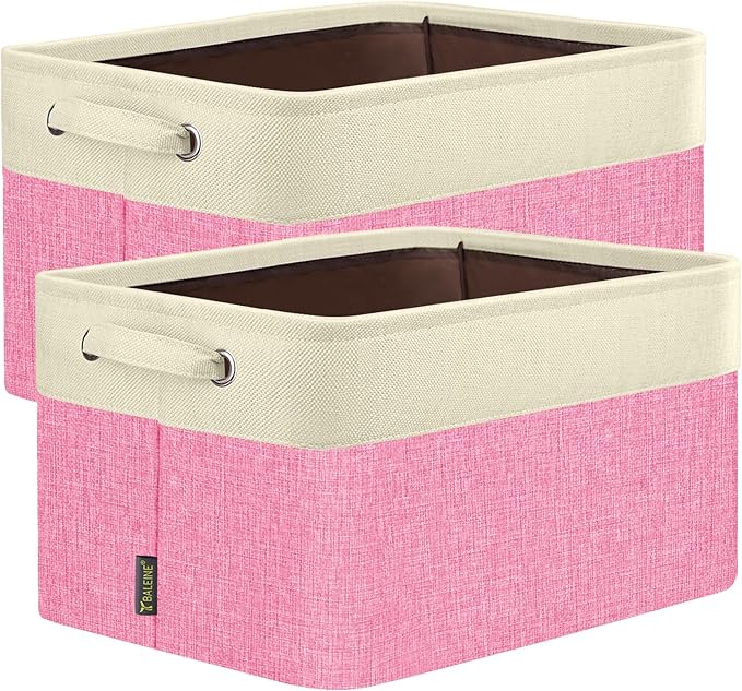 BALEINE 2 Pack Fabric Closet Storage Bins for Shelves, Linen Closet Organizers and Storage, Decorative Baskets for Organizing