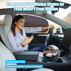ZATOOTO Tesla Model Y Window Shades for Front Window Sun Shade Semi Transparent Static Cling | Custom Fit 2020-2024 | 95% UV & Heat Block | Privacy Protection | No Adhesive, Tool-Free Install