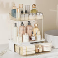 Delamu 3-Tier Bathroom Counter Organizer with Drawer, Multi-Purpose Makeup Organizer Countertop for Vanity, Large Cosmetic Di