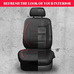 CAR PASS Universal FIT Piping Leather Car Seat Cover, for suvs,Van,Trucks,Airbag Compatible,Inside Zipper Design and Reserved Opening Holes (Full Set, Black and Red)