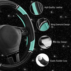 Road Comforts Leather Steering Wheel Cover - Made with PVC Leather - Anti-Slip, Universal Fit 14 1/2 inches to 15 inches - Mi