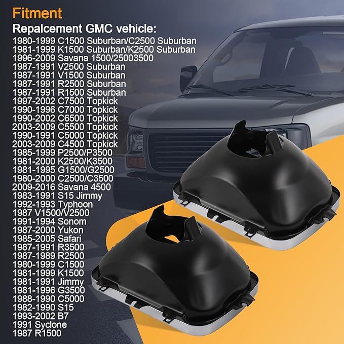 Pair 42437 Headlight Bucket Kit 5X7 Headlight Mounting Replacement for Chevrolet Express GMC Savana 1500 2500 3500 S‎afari Yu