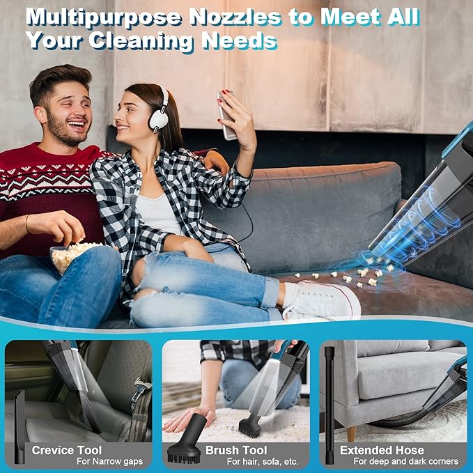 Cordless Car Vacuum Lightweight High Power Handheld Vacuum Cleaner with LED Light, Hand Vacuum for Car Home Office and Pet Ha