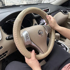 Moyishi Top Leather Steering Wheel Cover Universal Fit Soft Breathable Steering Wheel Wrap (Cream-Colored)