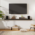 55 Inch Floating Shelves | 6.5 Inch Deep Black Floating Shelves Set of 2 | 55" W x 6.5" D Rustic Black Wood Wall Shelves with