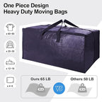 VELVETSURE Heavy Duty Extra Large Moving Bags W/Backpack Straps - Strong Handles & Zippers, Storage Totes For Space Saving, F