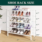 Smiry Bamboo Shoe Rack for Closet, 5 Tier Wooden Stackable Shoe Organizer, Free Standing Shoes Storage Shelf for Entryway, Fr