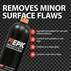 Malco EPIC Medium-Duty Car Polishing Compound – Best Minor Scratch Remover | All-in-One Compound for Polishing Car Paint | Dust-Free, Swirl-Free Finish | Removes P2500 Sand Scratches | 32 Oz. (109132)