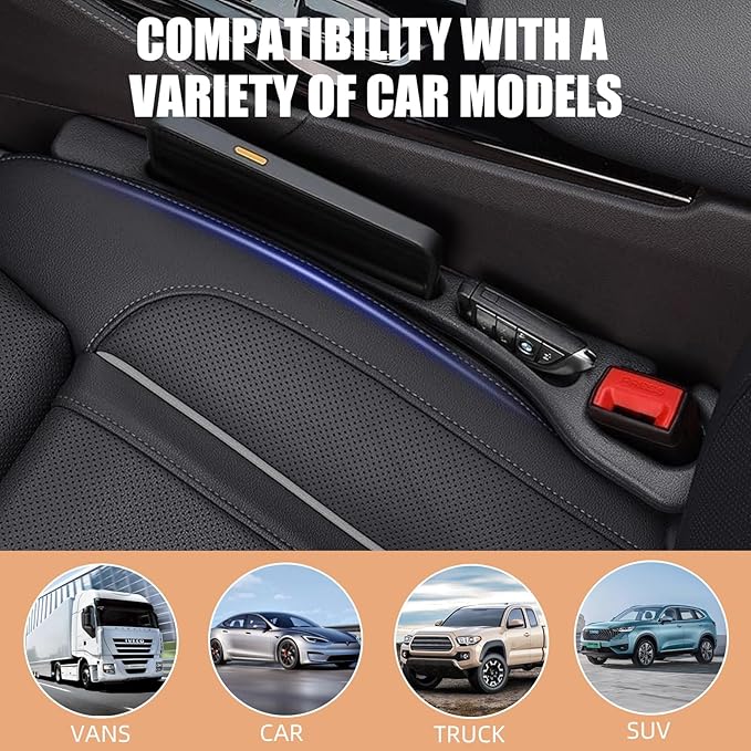 Car Seat Gap Filler- Universal Console Catcher to Prevent Items from Falling Between Seats and Console, Anti-Drop Organizer with Secure Fit (Beige)